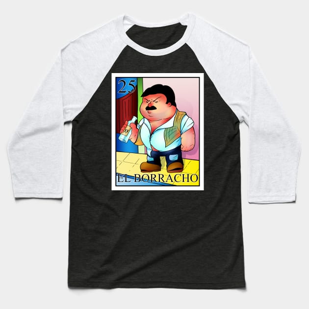 EL BORRACHO Baseball T-Shirt by The Losers Club